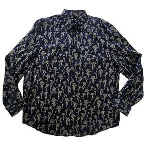 NWT Express Slim Fit Floral Button Up Shirt Men’s XL Navy Stretch Cotton